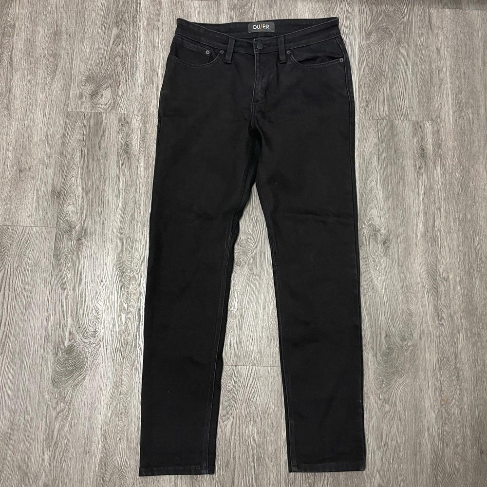 DU/ER Jeans Mens 32x32 Black L2X Slim Fit Performance Denim Pants Golf Workwear